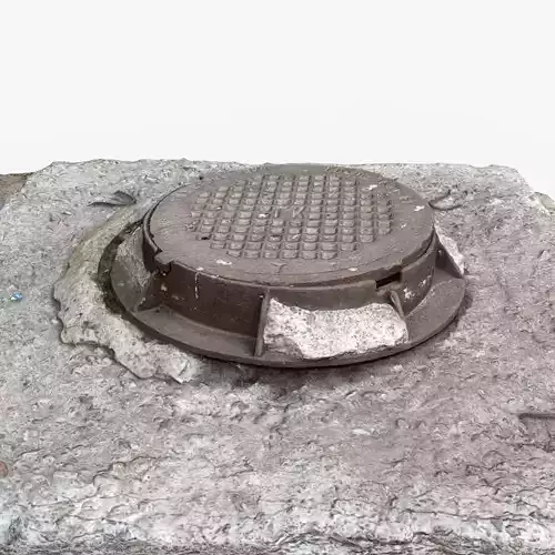 Photorealistic 3D scan of manhole Hatch cover Sewer Manhole
