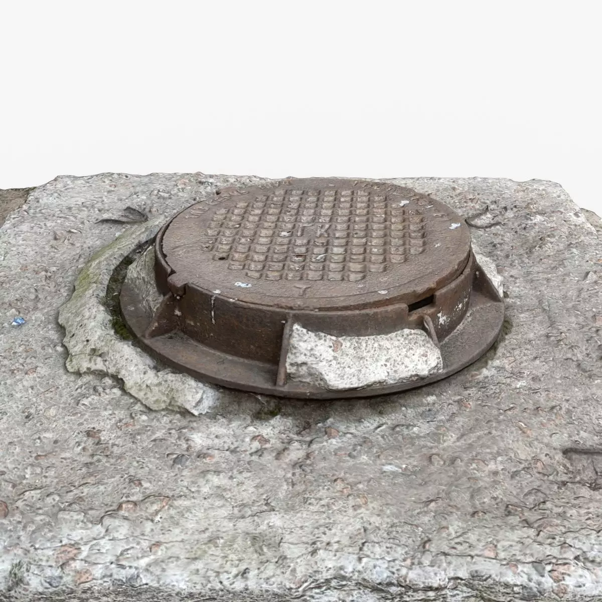 Photorealistic 3D scan of manhole Hatch cover Sewer Manhole Low-poly 3D model_0