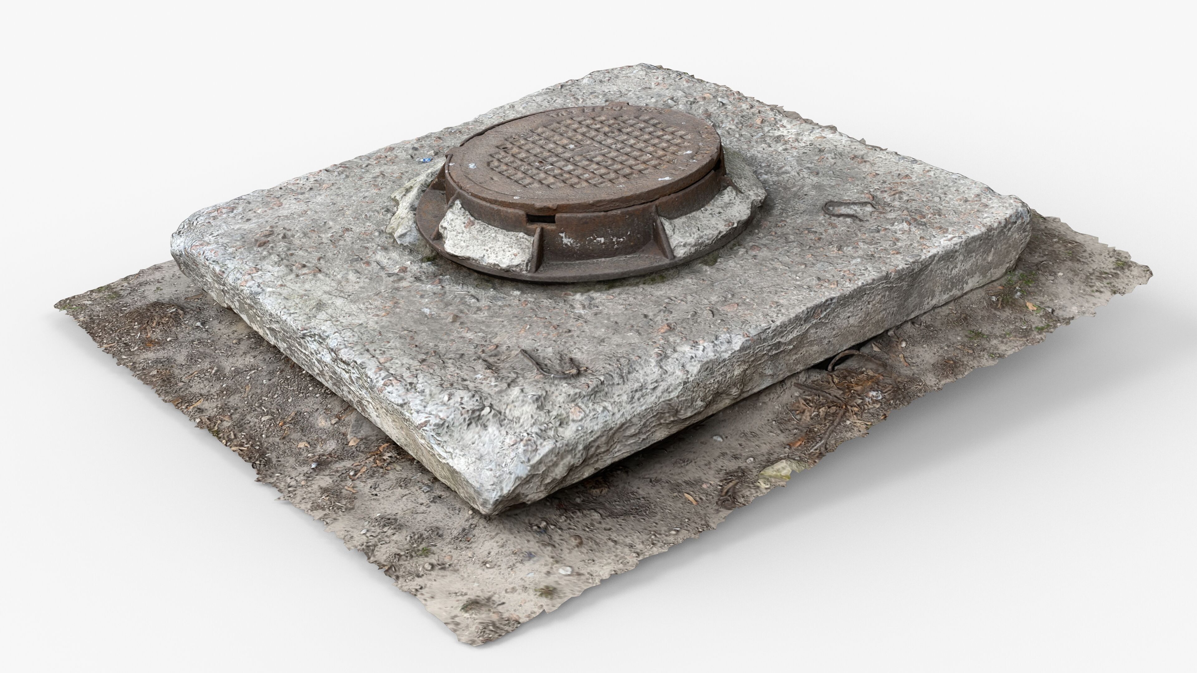 Photorealistic 3D scan of manhole Hatch cover Sewer Manhole Low-poly 3D model_7