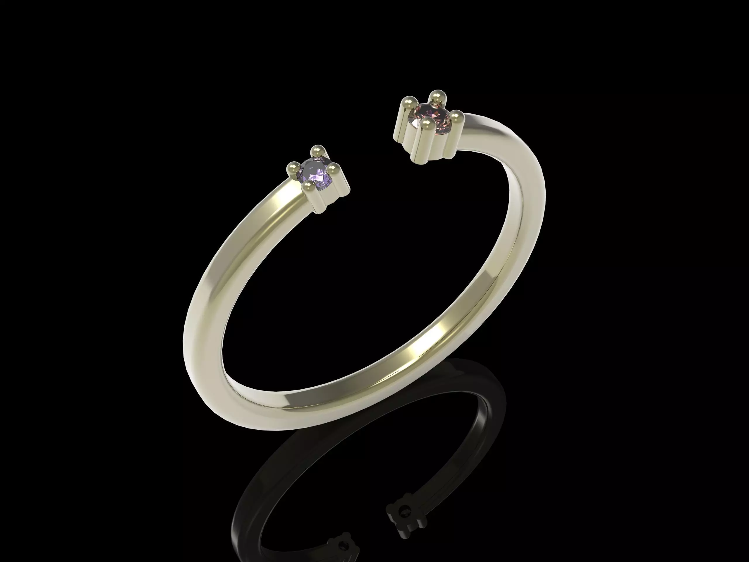2 stone ring Free 3D print model
