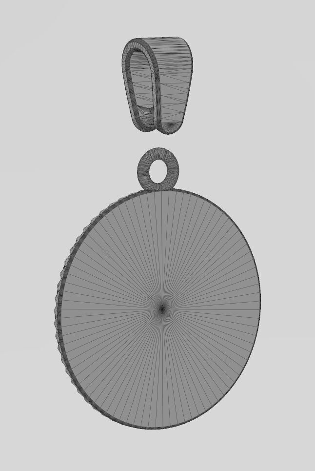 W letter initial faceted sunrays beaded coin pendant charm 3D print model_14