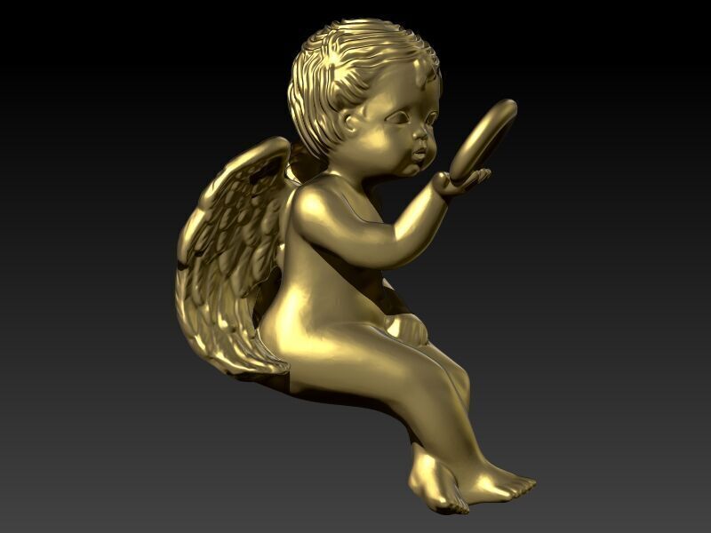 Vintage Cherub Baby Angel Heaven Wings Necklace Jewelry 3D print model_1