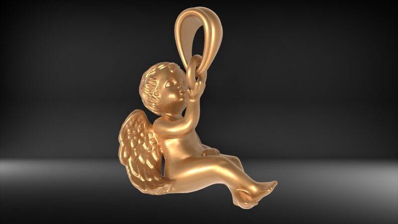 Vintage Cherub Baby Angel Heaven Wings Necklace Jewelry 3D print model_20