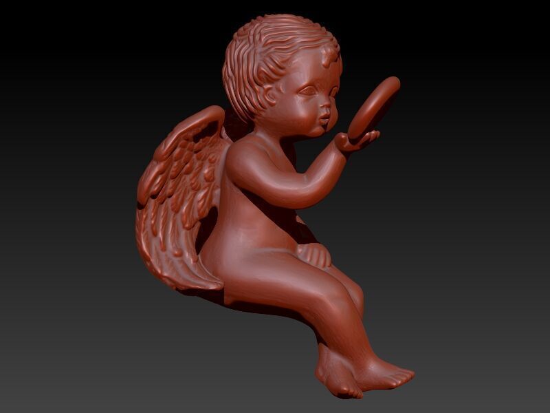 Vintage Cherub Baby Angel Heaven Wings Necklace Jewelry 3D print model_7
