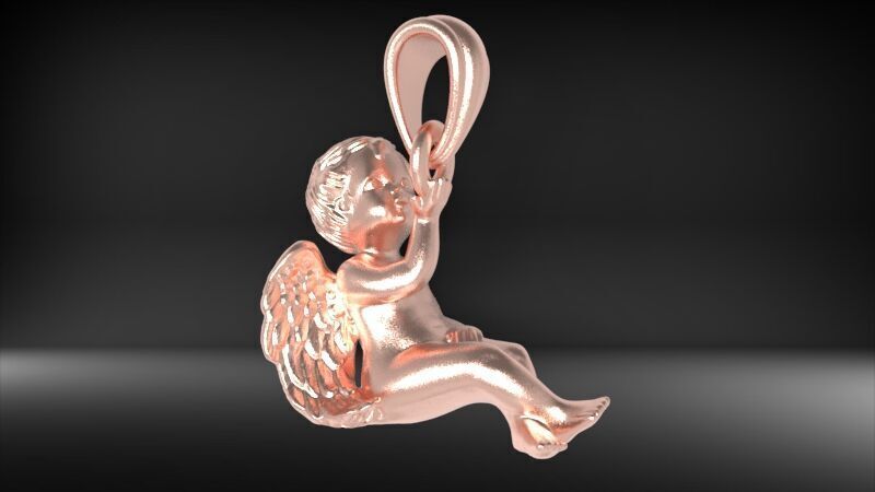 Vintage Cherub Baby Angel Heaven Wings Necklace Jewelry 3D print model_17