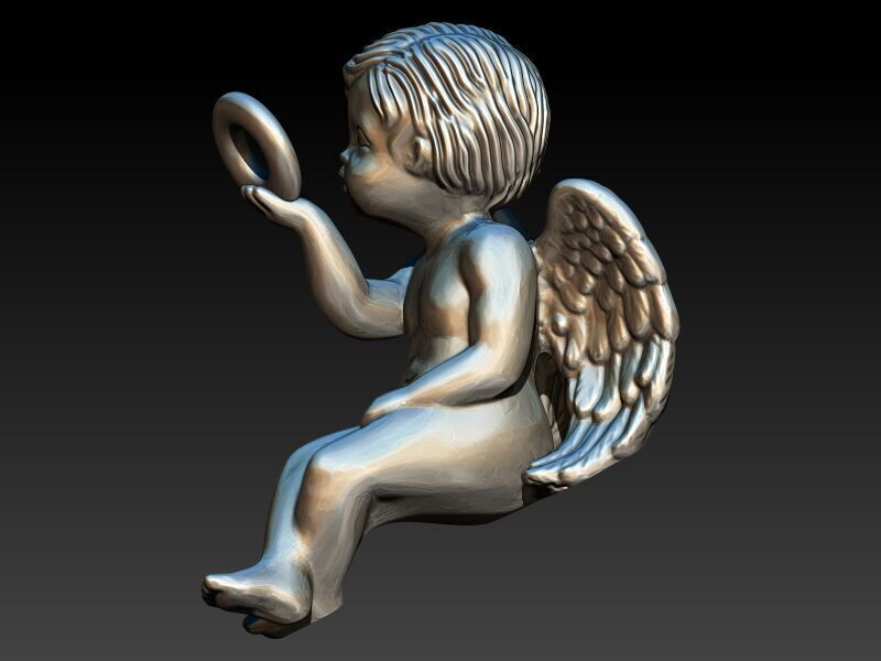Vintage Cherub Baby Angel Heaven Wings Necklace Jewelry 3D print model_10