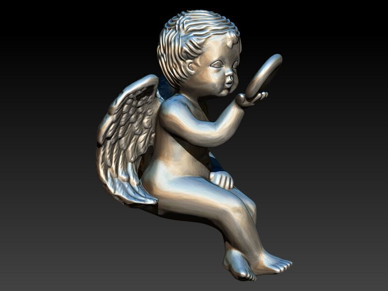 Vintage Cherub Baby Angel Heaven Wings Necklace Jewelry 3D print model_12