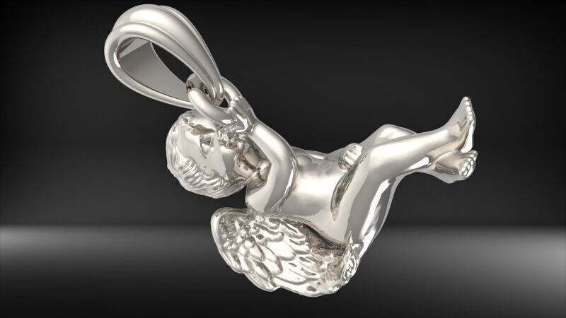 Vintage Cherub Baby Angel Heaven Wings Necklace Jewelry 3D print model_6