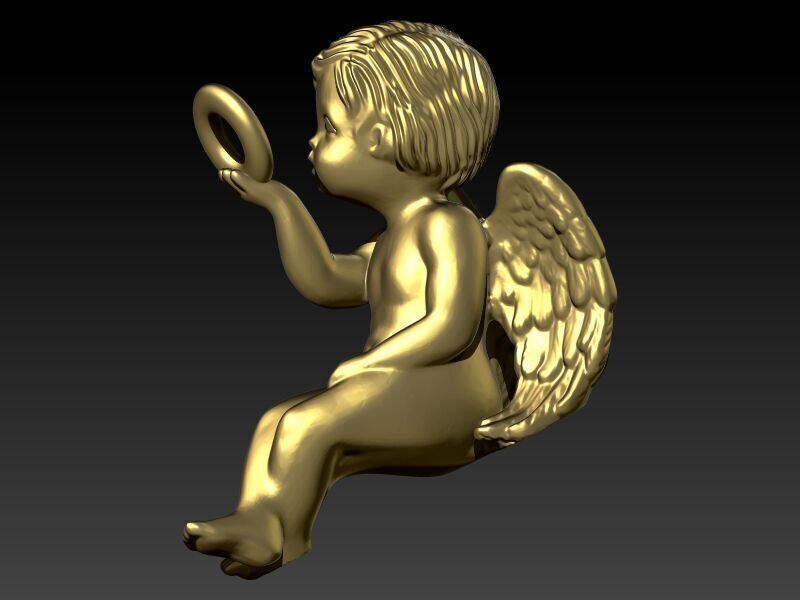 Vintage Cherub Baby Angel Heaven Wings Necklace Jewelry 3D print model_4