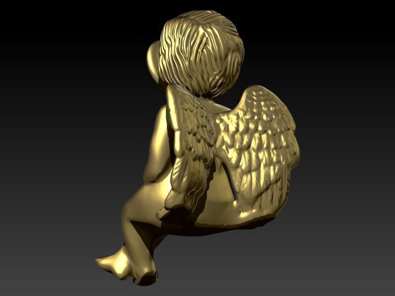 Vintage Cherub Baby Angel Heaven Wings Necklace Jewelry 3D print model_11