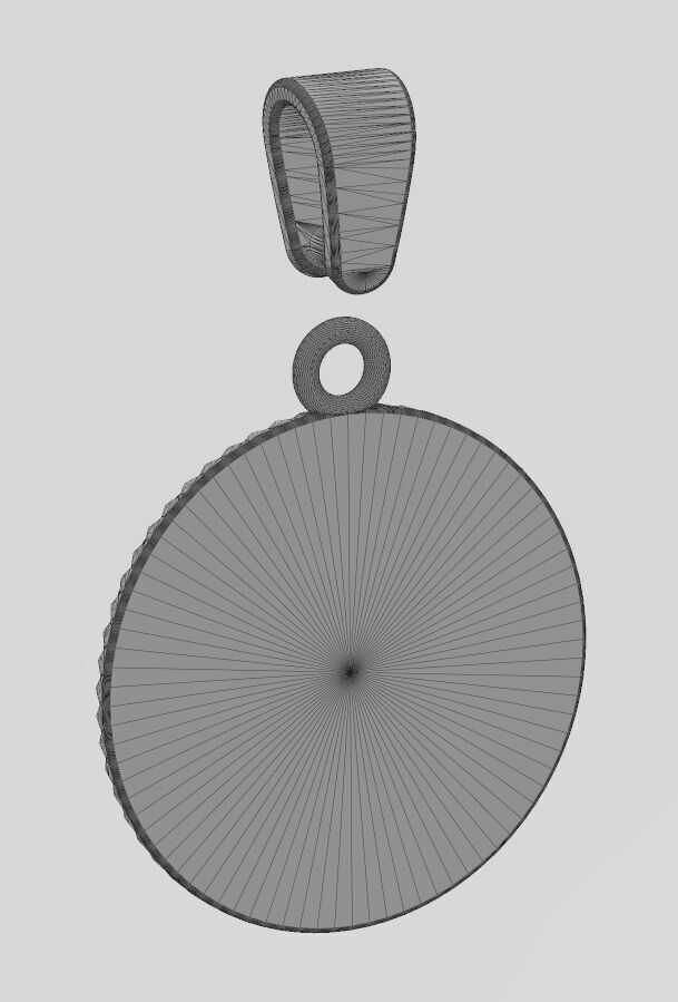 X letter initial faceted sunrays beaded coin pendant charm 3D print model_14