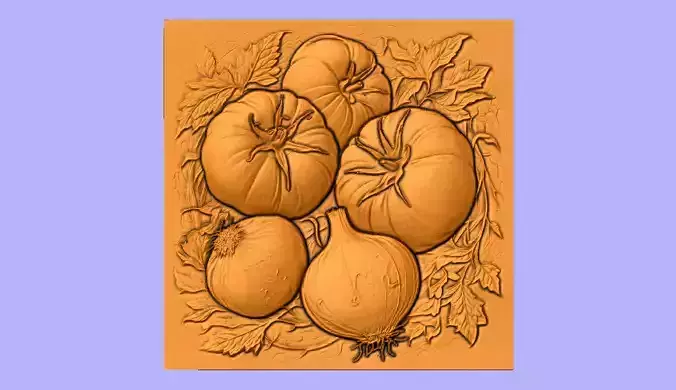 TOMATES E CEBOLAS BAS RELIEF 3D model