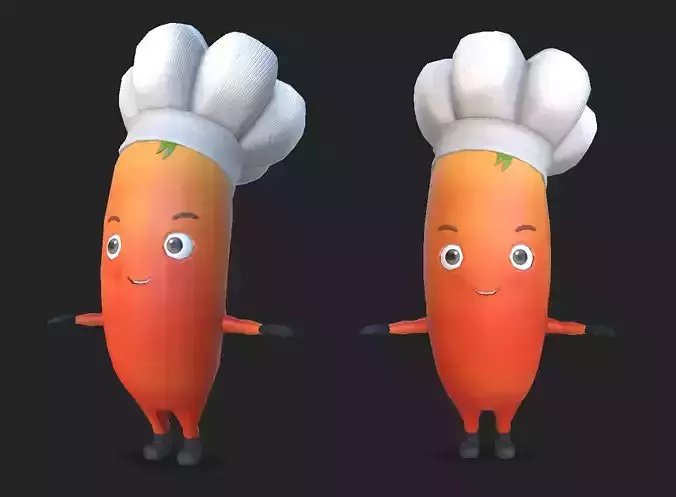 3d Chef Carrot Man Lowpoly