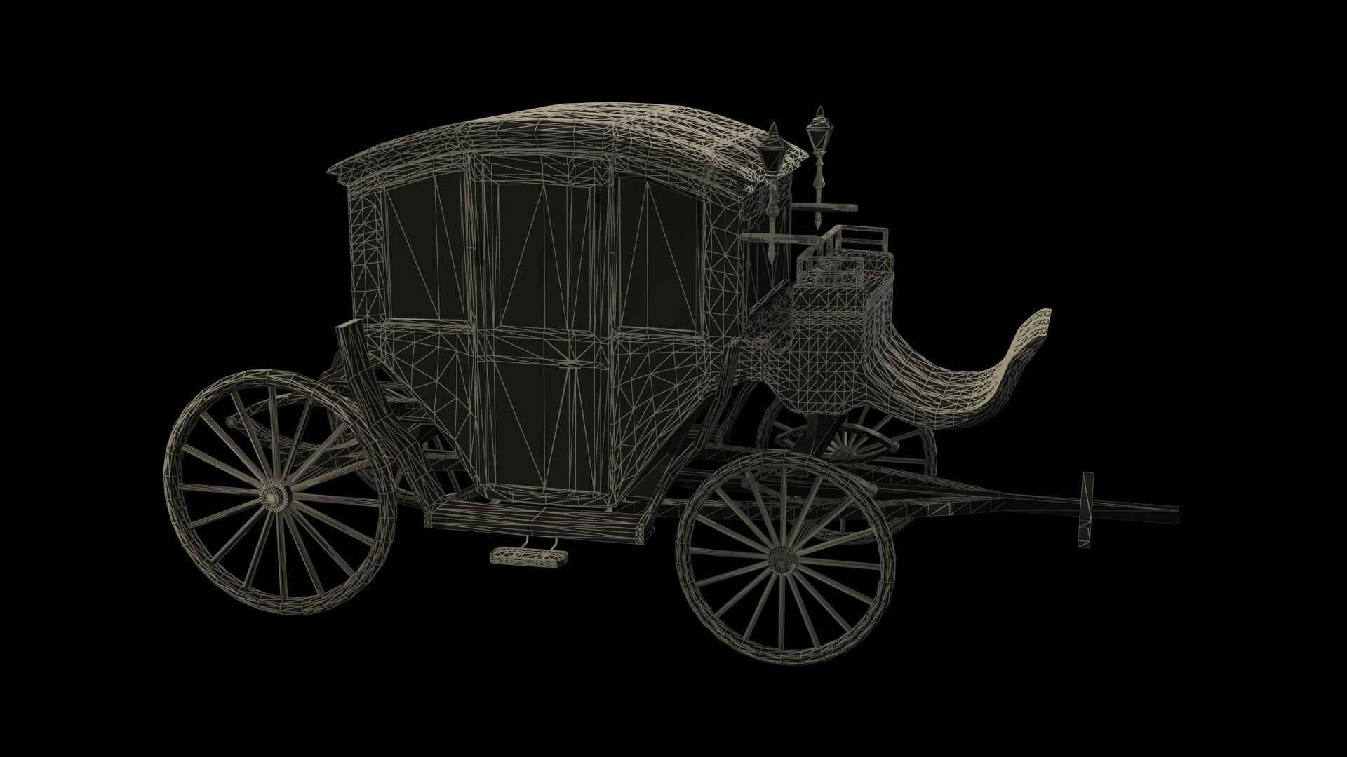 Chinese ancient wooden  carriage   Low-poly 3D model_7
