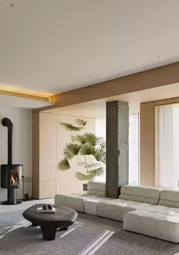 Modern Minimalist Living Room 3D Interior Scene 3D model