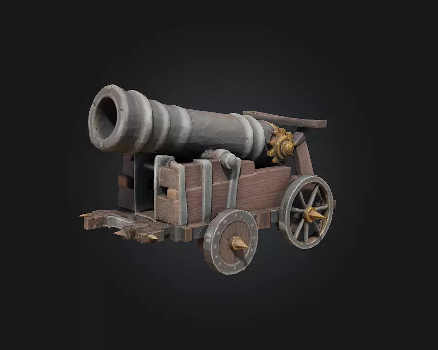 Stylized Medieval Cannon 3D model_0