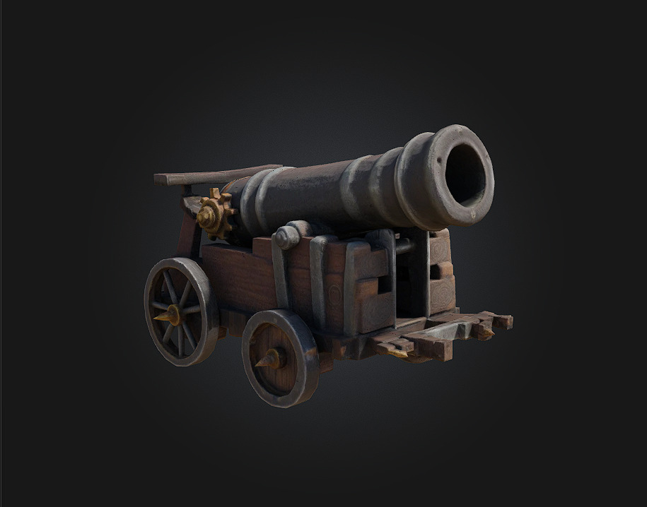 Stylized Medieval Cannon 3D model_1