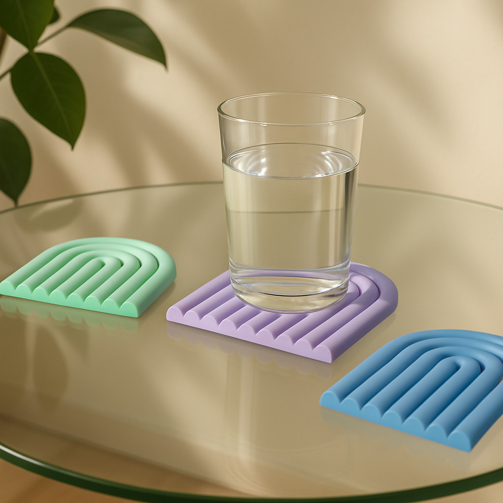 Minimalistic Semicircle Coaster 3D print model_7