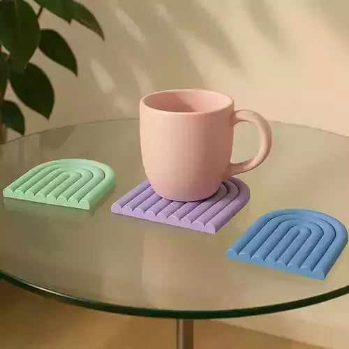 Minimalistic Semicircle Coaster 3D print model