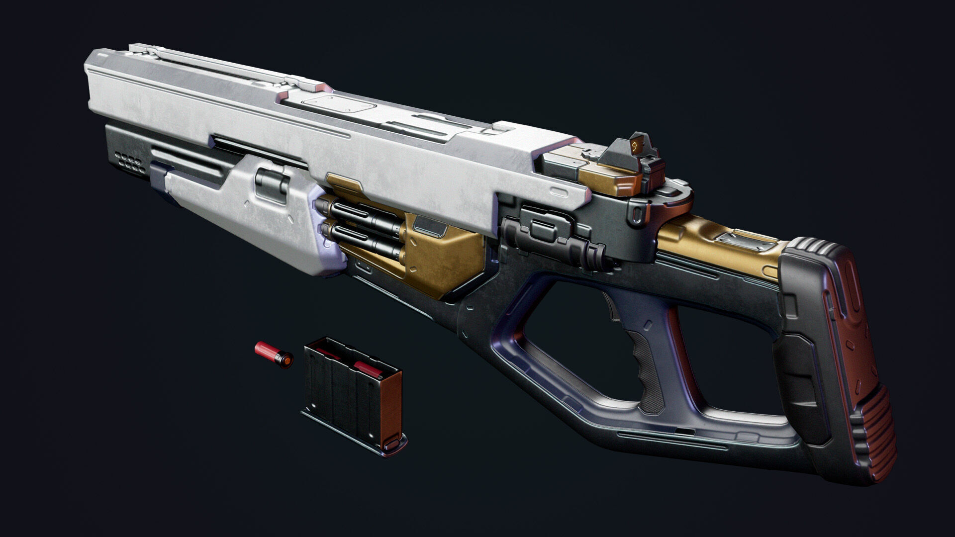 Sci-fi Shotgun Low-poly 3D model_3