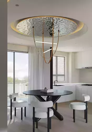 Modern Minimalist Living and Dining Room 3D Interior Scene 3D model