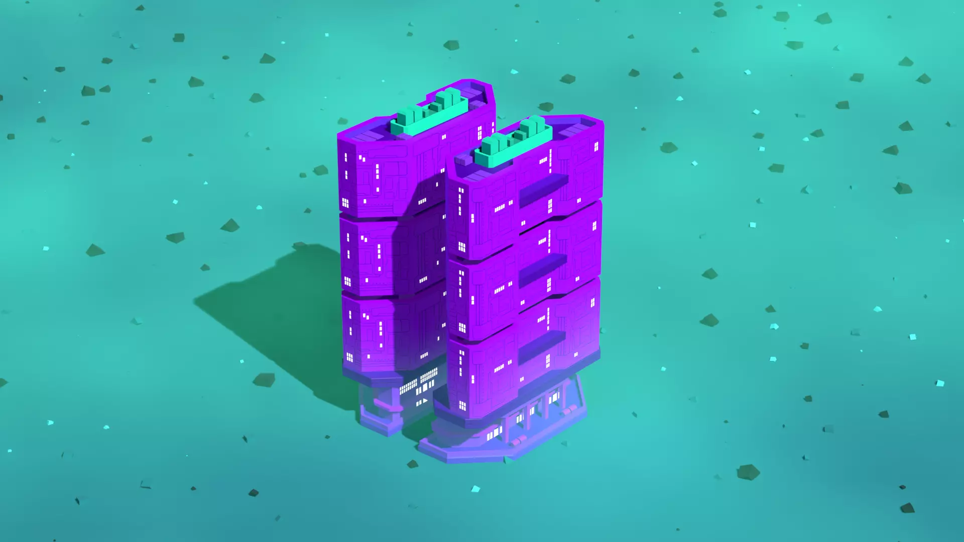 Modular Low-Poly Stylized Sci-Fi Building - Mega Structure Free low-poly 3D model