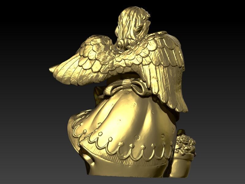 Cute Angel with flowers 3D print model_5