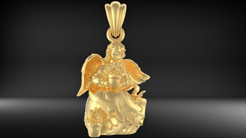 Cute Angel with flowers 3D print model_27