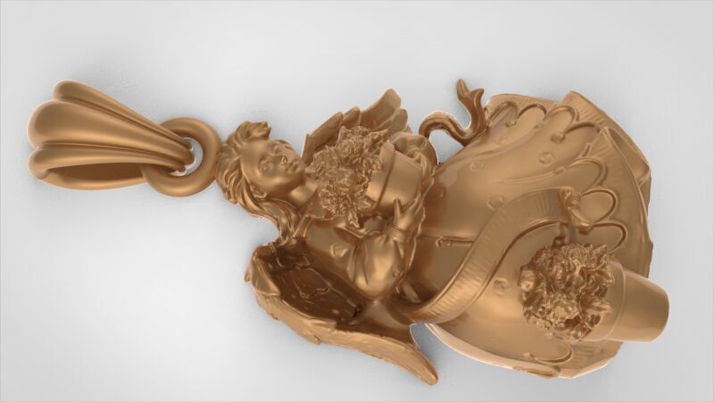 Cute Angel with flowers 3D print model_6