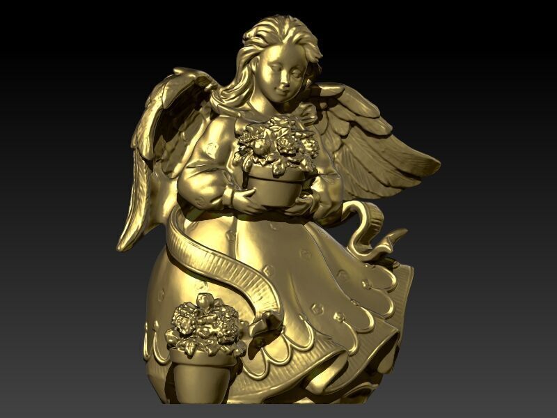 Cute Angel with flowers 3D print model_1