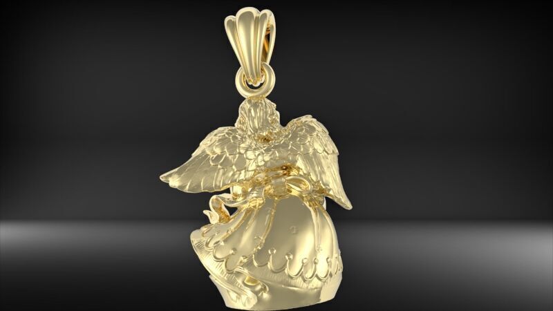 Cute Angel with flowers 3D print model_13