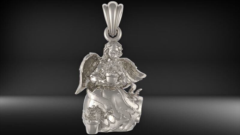 Cute Angel with flowers 3D print model_28