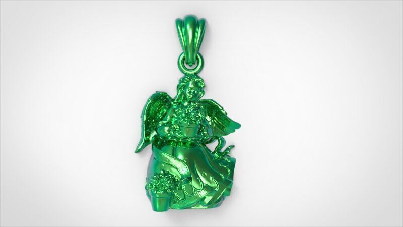 Cute Angel with flowers 3D print model_20