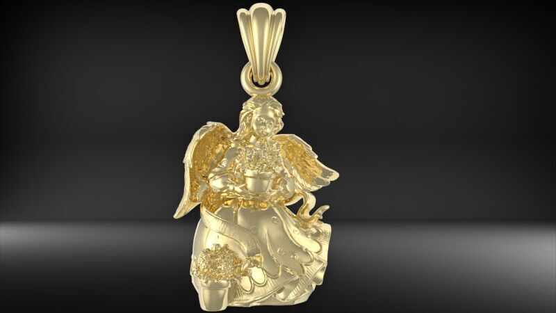 Cute Angel with flowers 3D print model_24