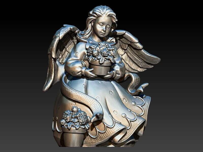 Cute Angel with flowers 3D print model_17