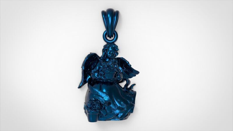 Cute Angel with flowers 3D print model_21