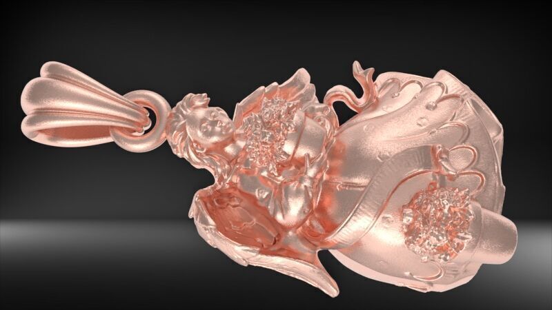 Cute Angel with flowers 3D print model_10