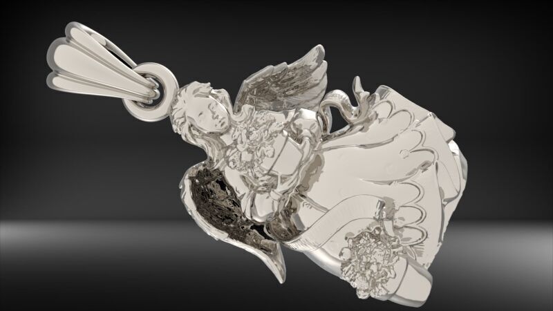 Cute Angel with flowers 3D print model_16