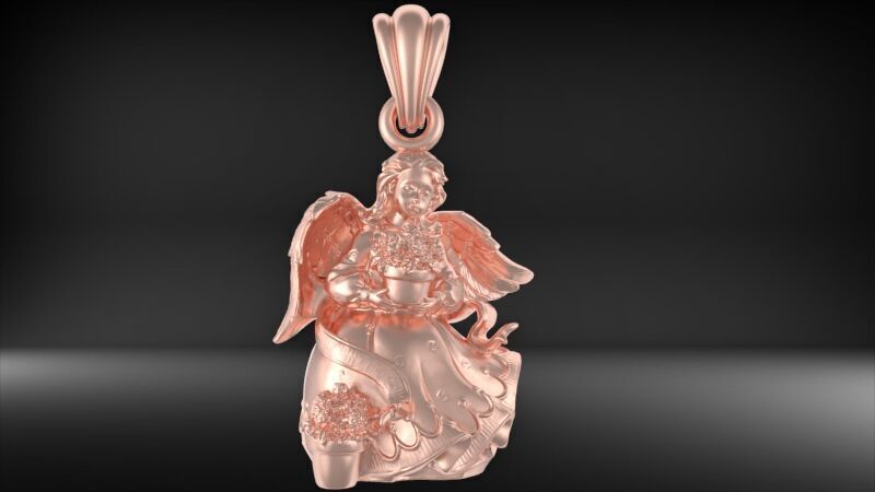 Cute Angel with flowers 3D print model_26