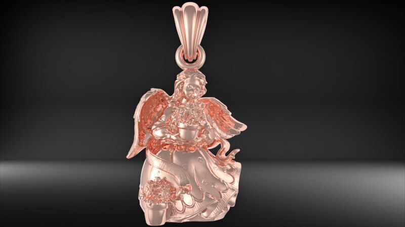 Cute Angel with flowers 3D print model_23
