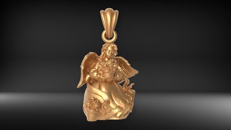Cute Angel with flowers 3D print model_3