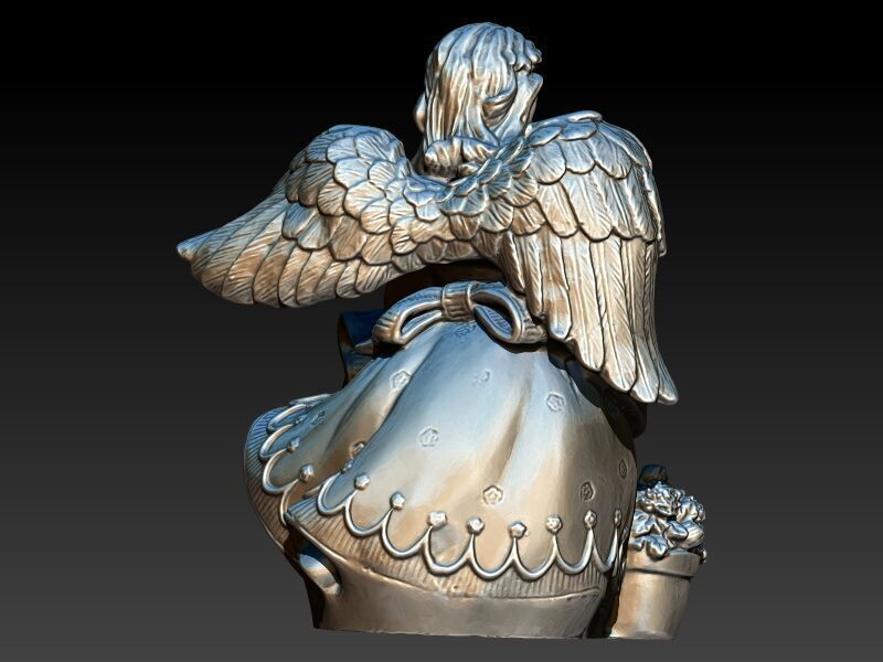 Cute Angel with flowers 3D print model_18