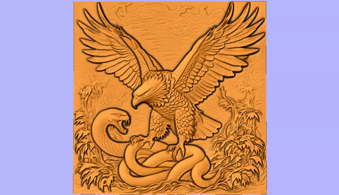 AGUIA E SERPENTE BAS RELIEF 3D model_0