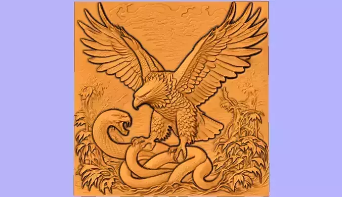 AGUIA E SERPENTE BAS RELIEF 