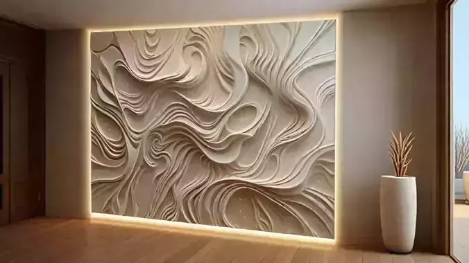 modern panel wall decor set relief stl mural CNC 186 