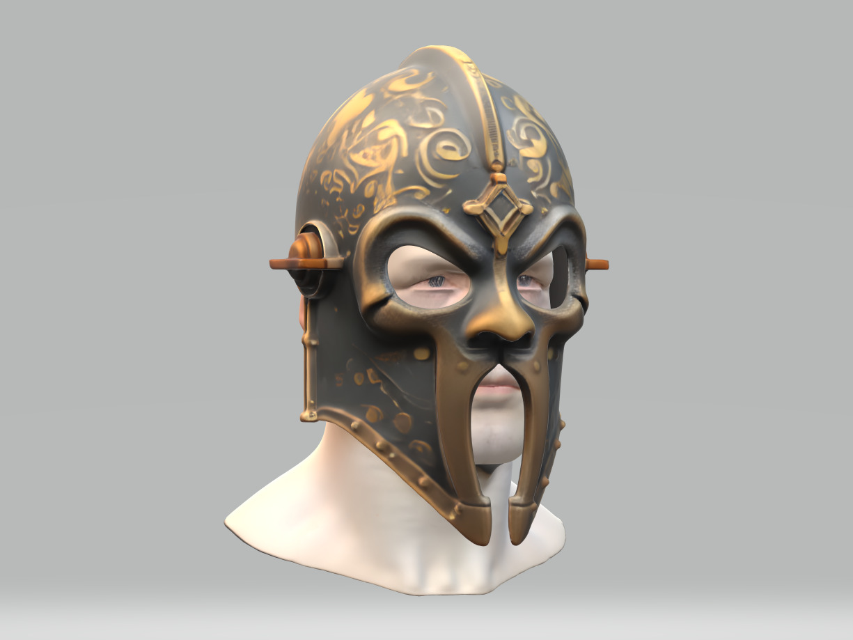 Medieval Knight Helmet Low-poly 3D model_2