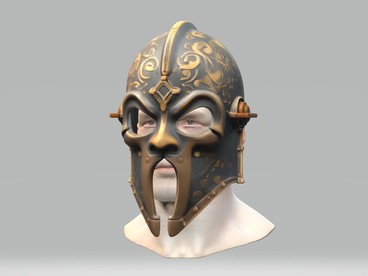Medieval Knight Helmet Low-poly 3D model_1