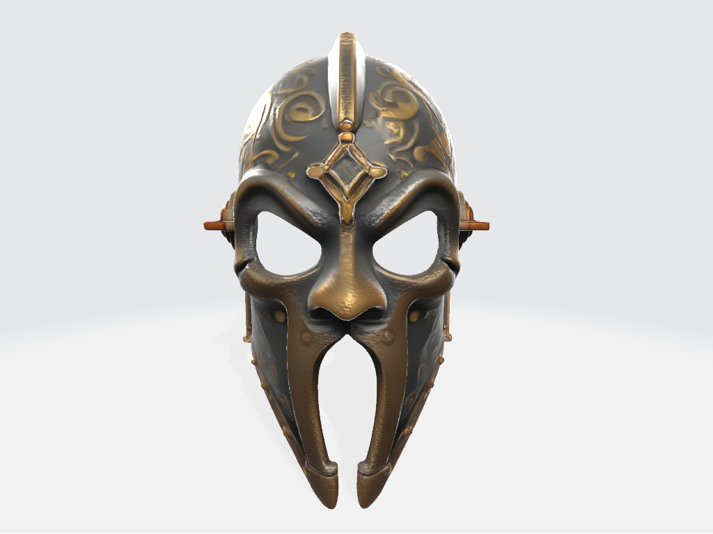 Medieval Knight Helmet Low-poly 3D model_3