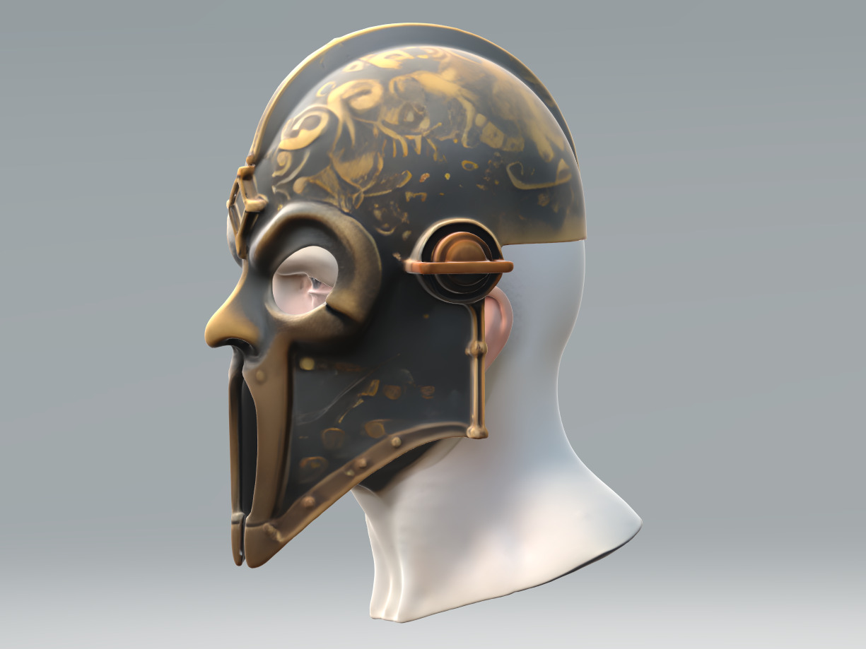 Medieval Knight Helmet Low-poly 3D model_5