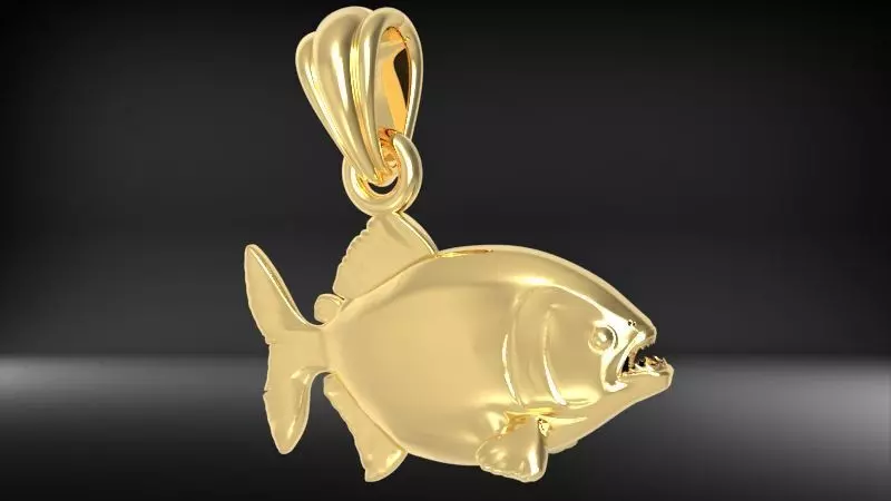 Gold Fish Pendant necklace charm 3D print model